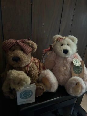 Boyds Bears Brown and Pink Plush Bear Pair
